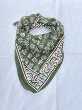 Dark Green Washed Cotton Headband Solid Wrinkled Bandanas Unisex Gift