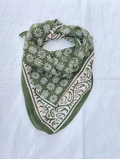 Dark Green Washed Cotton Headband Solid Wrinkled Bandanas Unisex Gift