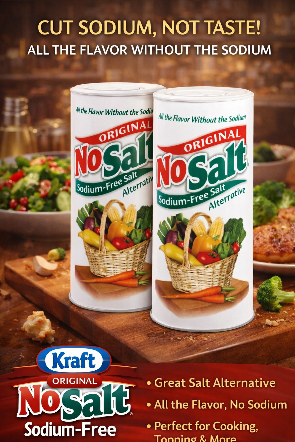 Paquete de 2 botellas alternativas de sal sin sodio originales NoSalt
