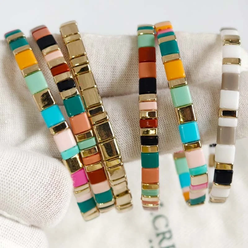 Pulsera elástica multicolor Jcrew 3 piezas elegante mujer fiesta vacaciones joyería 2 colores Foto 4 de 4