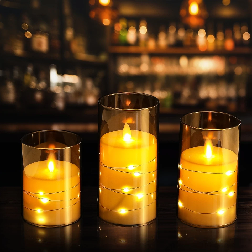 3er LED Kerze Kerzenlicht mit Timer Fernbedienung Batteriebetrieben Keine Flamme - Bild 4 von 4
