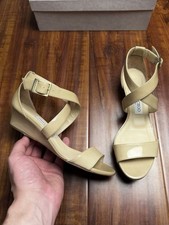 Sandalias de cuña Jimmy Choo Chaira de cuero beige con correas para mujer - talla 36JC 6US