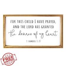 VILIGHT Wood Nursery Wall Decor Girl Boy Framed Rustic "For This Child"