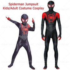Into the SpiderVerse Miles Morales Spiderman Jumpsuit Kids/Adult Costume Cosplay