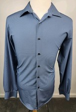Alfani Men's Slim Fit 15-15.5, 34 Blue Dress Shirt Long Sleeve Herringbone