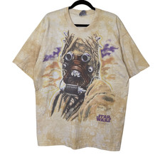 Vintage Liquid Blue Star Wars Tusken Raider 1997 T-Shirt XL AOP Tie Dye 90s