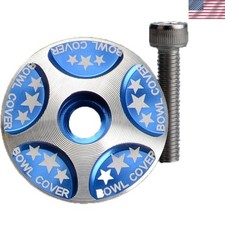 Aluminum Bike Stem Top Cap, Bicycle Headset Cap, 28.6mm Blue