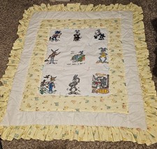 Looney Tunes Handmade Baby Crib Blanket Yellow Bugs Bunny Character Polka Dot