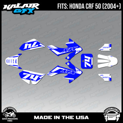 Graphics Kit for Honda CRF50 (2004-2026) Prestige Series-BLUE-SHIFT