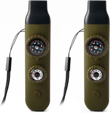7-in-1 Survival Whistle: Compass, Thermometer, LED, Magnifier, Reflector