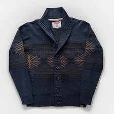 Tokyo Laundry Mens Size L Button Up Chunky Knit Cardigan Fair Isle, Aztec Style