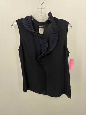 Pre-Owned Giorgio Armani Navy Size 46/12 Ruffle Collar Sleeveless Top