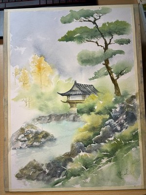 Chinese Original Watercolor Paintin Landscape Art Home Decor 10*15 Oriental Art