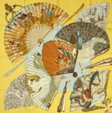 HERMES Authentic Carre 90 Silk Scarf BRISE de CHARME Fan Yellow Multicolor Boxed