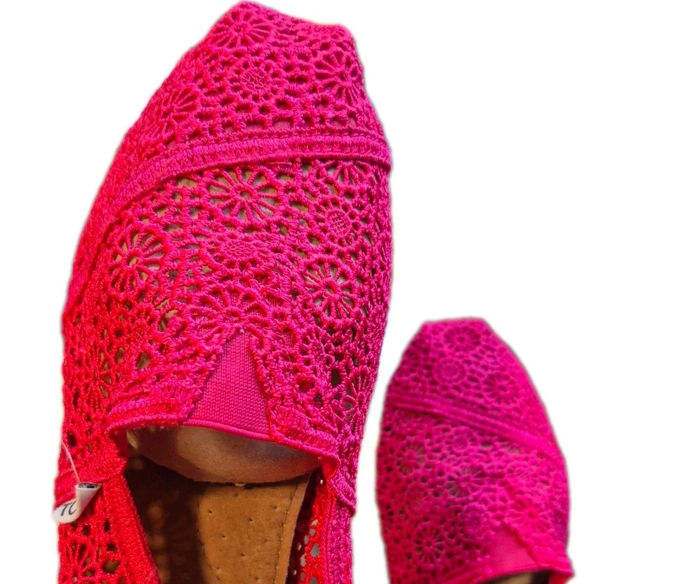 Zapatos TOMS Hot Rosa Alpargata Marroquí Crochet Encaje Talla Para Mujer Talla 11 Foto 2 de 4