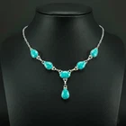 Turquoise gemstone handmade 925 sterling silver necklace 18" for women