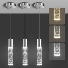Modern Pendant Lights,3 Color Bubble Crystal Island Light Fixtures,Chrome Min...