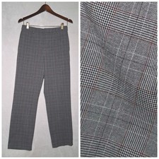 Uniqlo Casual Dress Plaid Pants Size Medium Gray Windowpane Straight Fit Career