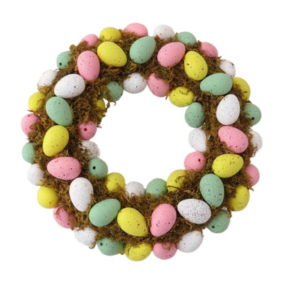 Gesprenkeltes Ei und Moos Design Osterkranz Haustür Frühling Wohnaccessoire