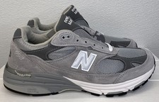 New Balance Made in USA 993 Men Size 9.5 Grey White Mesh Suede Athletic Sneakers