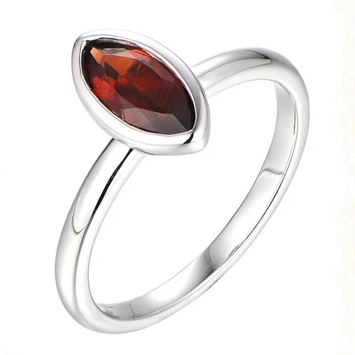 Marquise Shape Red Garnet Solitaire Ring 925 Sterling Silver Weddding Ring Women