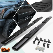 For 99-16 Ford Super Duty Crew Cab Oval Tubing 5" Side Step Nerf Bar Board Black