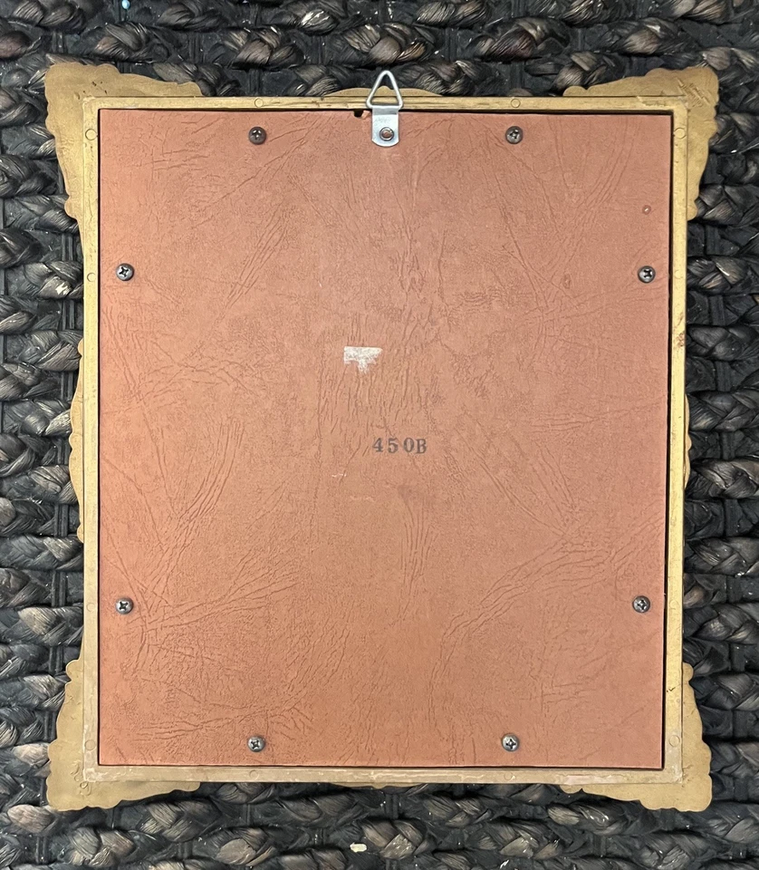 Vintage FRAGONARD Courting Couple Porcelain Plaque Ornate Gilded Gold Frame - Image 4 of 4