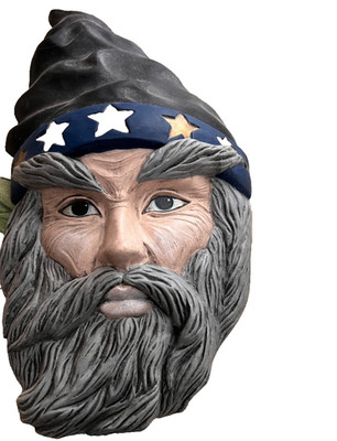 Wizard Face Wall hanging Mask possibly ceramic.
