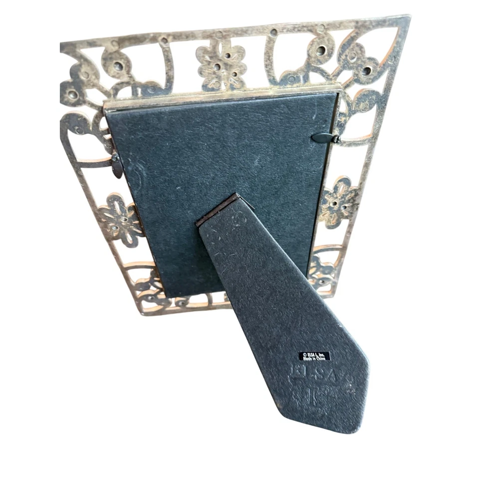 Marco Elsa L Vintage Tono Dorado y Plata 5"x7" Corazones y Margaritas 9.5"x7.5" Foto 2 de 4