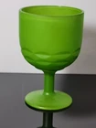 Vintage Bartlett Collins Satin Green Milk Glass Round Diamond Goblet Chalice