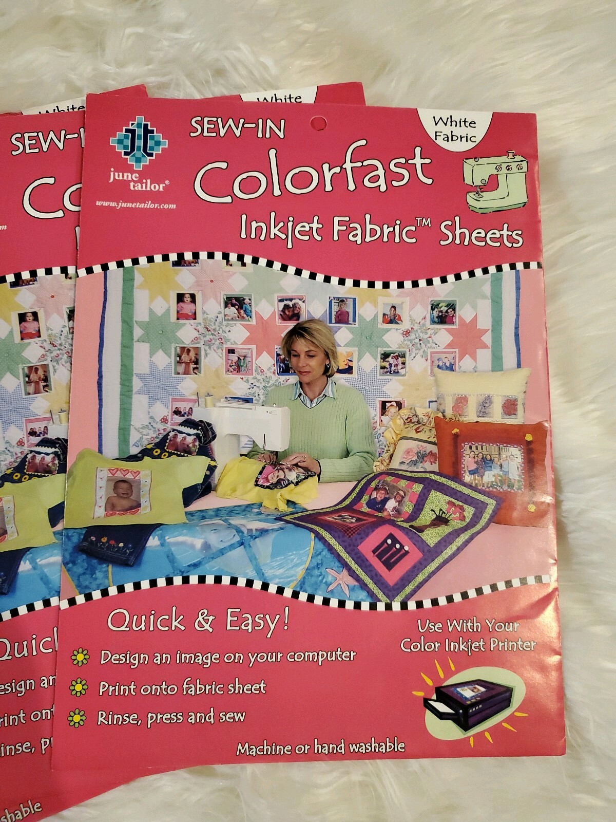 Colorfast Sew-In Ink Jet Fabric Sheets 5 8.5"X11" 3/Pkg White and 1- 6 ...