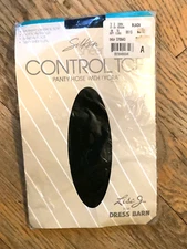 Pantyhose Satiny Control Top w/Lycra Black Sz. A Lise J Dress Barn Sandalfoot
