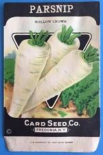 *Original* PARSNIP Hollow Crown CARD SEED Packet Pack 1920's Fredonia N.Y.