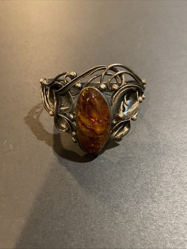 Vintage Sterling Silber Baltischer Bernstein Armreif Armband