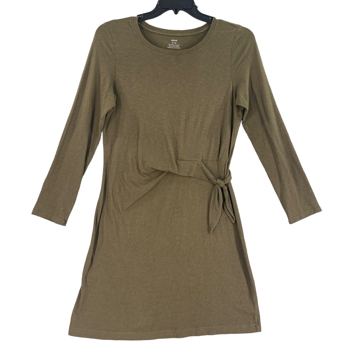 green dress aerie Womens Sz M 100% Cotton Stretch Olive Mushroom Comfort Preferred