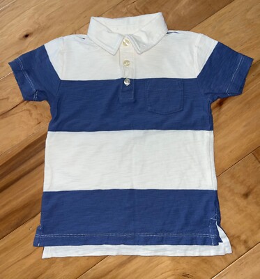CREWCUTS BOYS BLUE & IVORY POLO SHIRT SIZE 3T EXCELLENT COND LD WORN ONCE