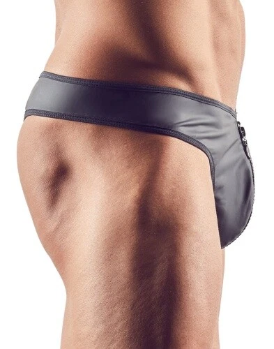 Sexy Männer Dessous String Erotik Tanga Slip in matter Neopren-Optik Schwarz - Bild 2 von 4