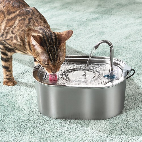 304 Stainless Steel 3.2L Silent Water Fountain Fashion Pet Cat Puppy Feeder - Picture 35 of 39