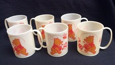 Vintage Winnie the Pooh Small Plastic Play Cups Mugs Lot of 6