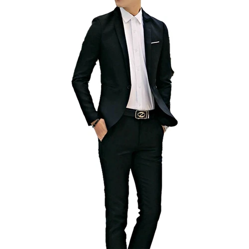 Mens 2-Piece Set Suit Business Blazer Jacket Pant One Button Coat Suits Slim Fit - Picture 7 of 31