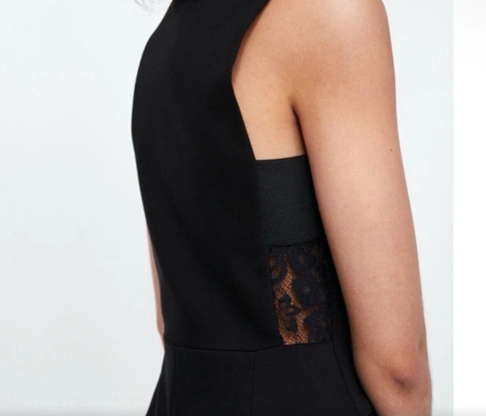 Mono Mameluco Zara Pequeño Negro Perla Botón Encaje Doble Pecho Esmoquin Foto 2 de 4