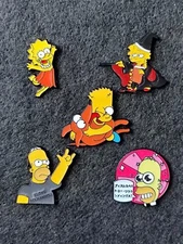 5Pcs The Simpsons Backpack Hat Lapel Pins Metal Badges Cartoon Gifts 1.2"-1.45"