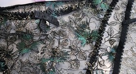 $215 AGENT PROVOCATEUR CASTALIA Black Gold Green FLORAL LACE BRIEF Panties 5/XL