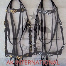 AK Baroque Horse bridle portuges leather with silver / golden Hardware With Rein
