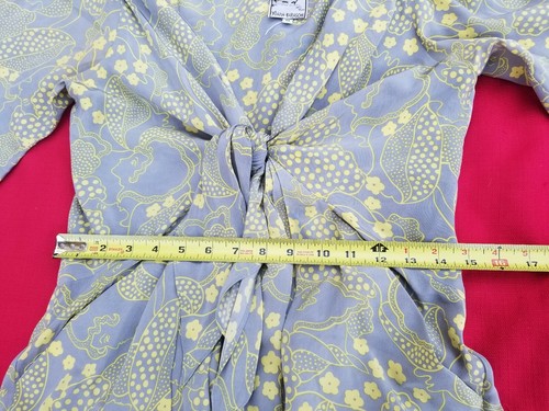 Yoanna Baraschi Silk BIJOU Doux Dress Yellow Gray groovy print M fits W28" - Picture 10 of 12