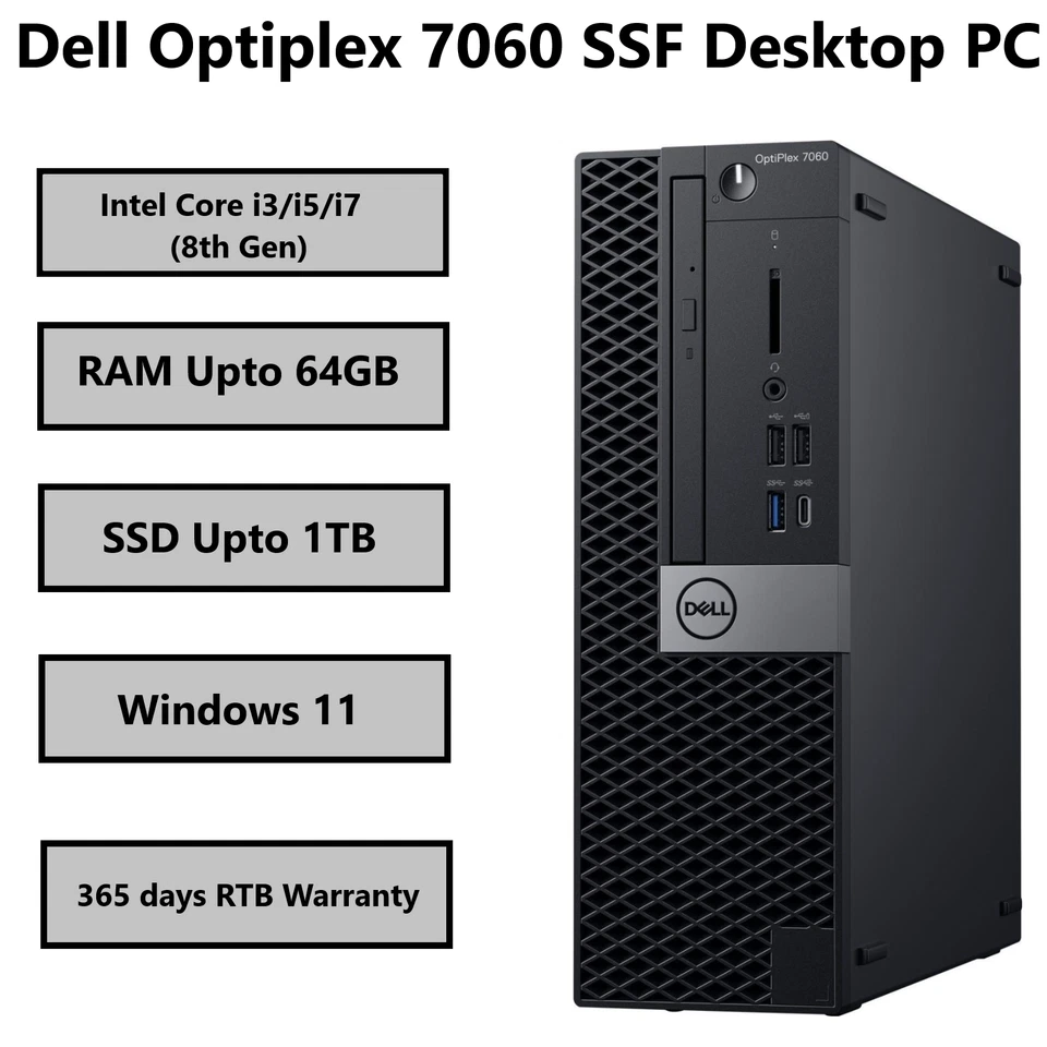 Dell Optiplex 7060 SFF Desktop Intel i7-8700 64GB RAM 1TB SSD WiFi Windows 11 PC - Image 2 of 4