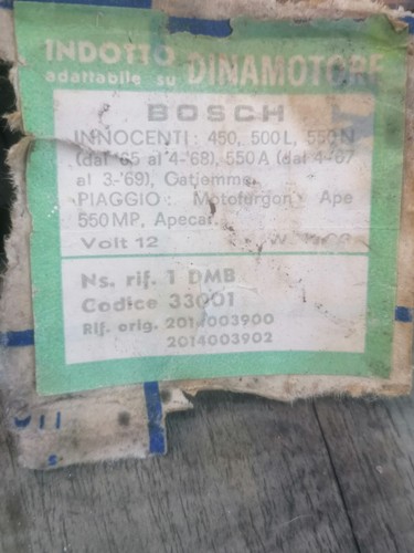 Indotto Dinamo Innocenti 450,500 L, 550 N, 550A, PIAGGIO 550 MP, APECAR - Imagen 2 de 2