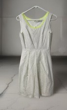 Tahari Phoebe Dress Sz 2 Joey White Eyelet Fit & Flare Lined Sleeveless Zip Back