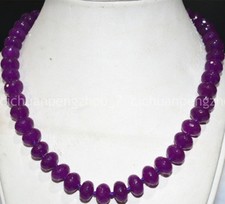 Faceted 5x8mm Purple Amethyst Abacus Rondelle Gemstone Beads Necklace 18''