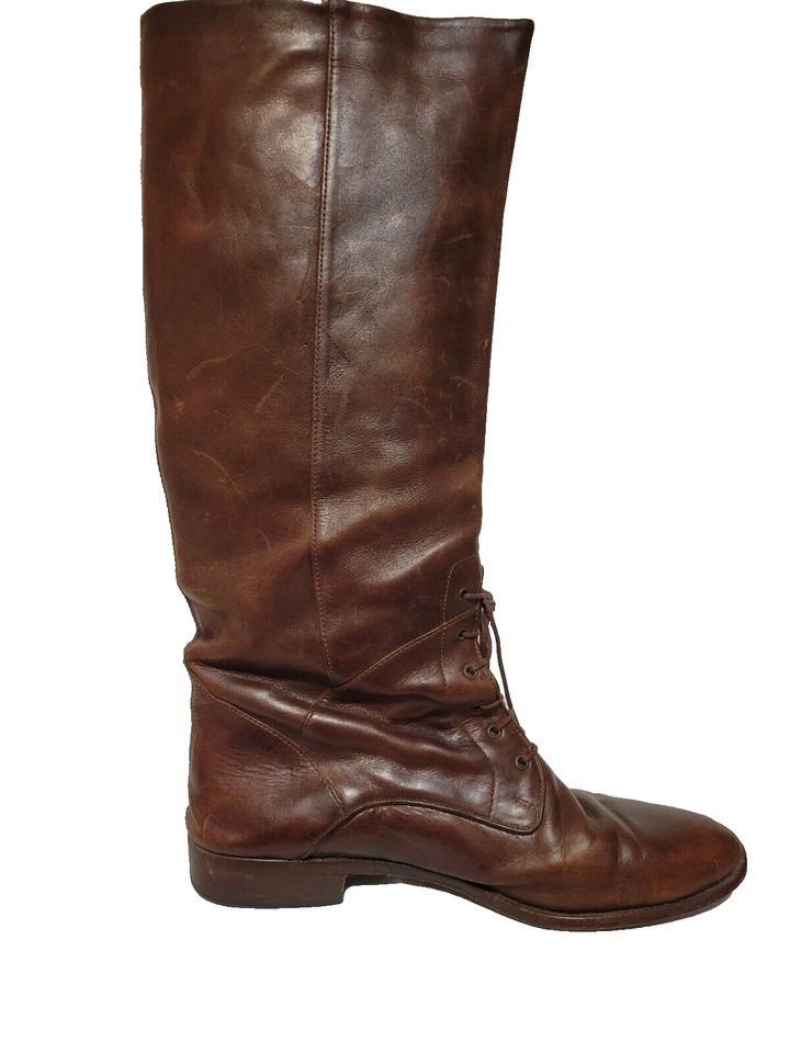 Vintage Cole Haan Country Womens Brown Leather Lace Up 17" Riding Boots